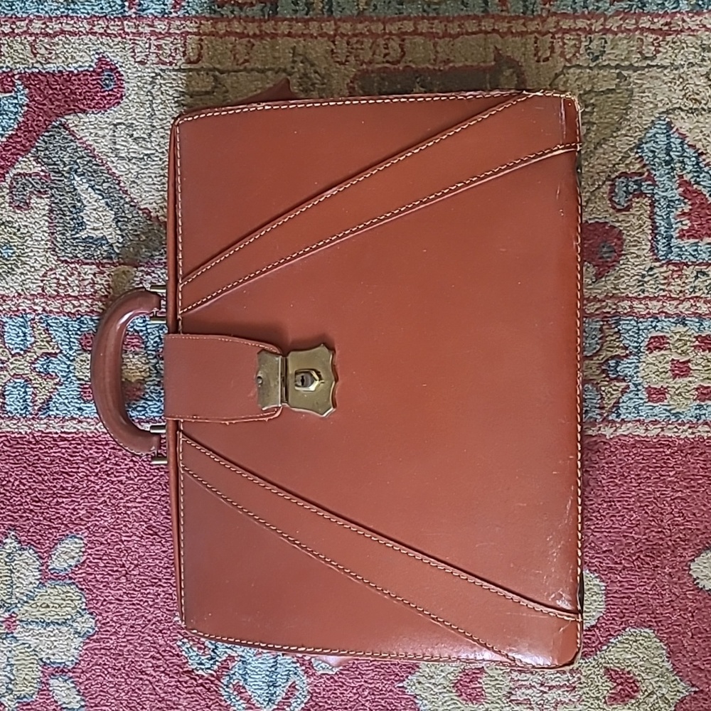 VINTAGE SPLIT COWHIDE LEATHER BRIEFCASE BAG